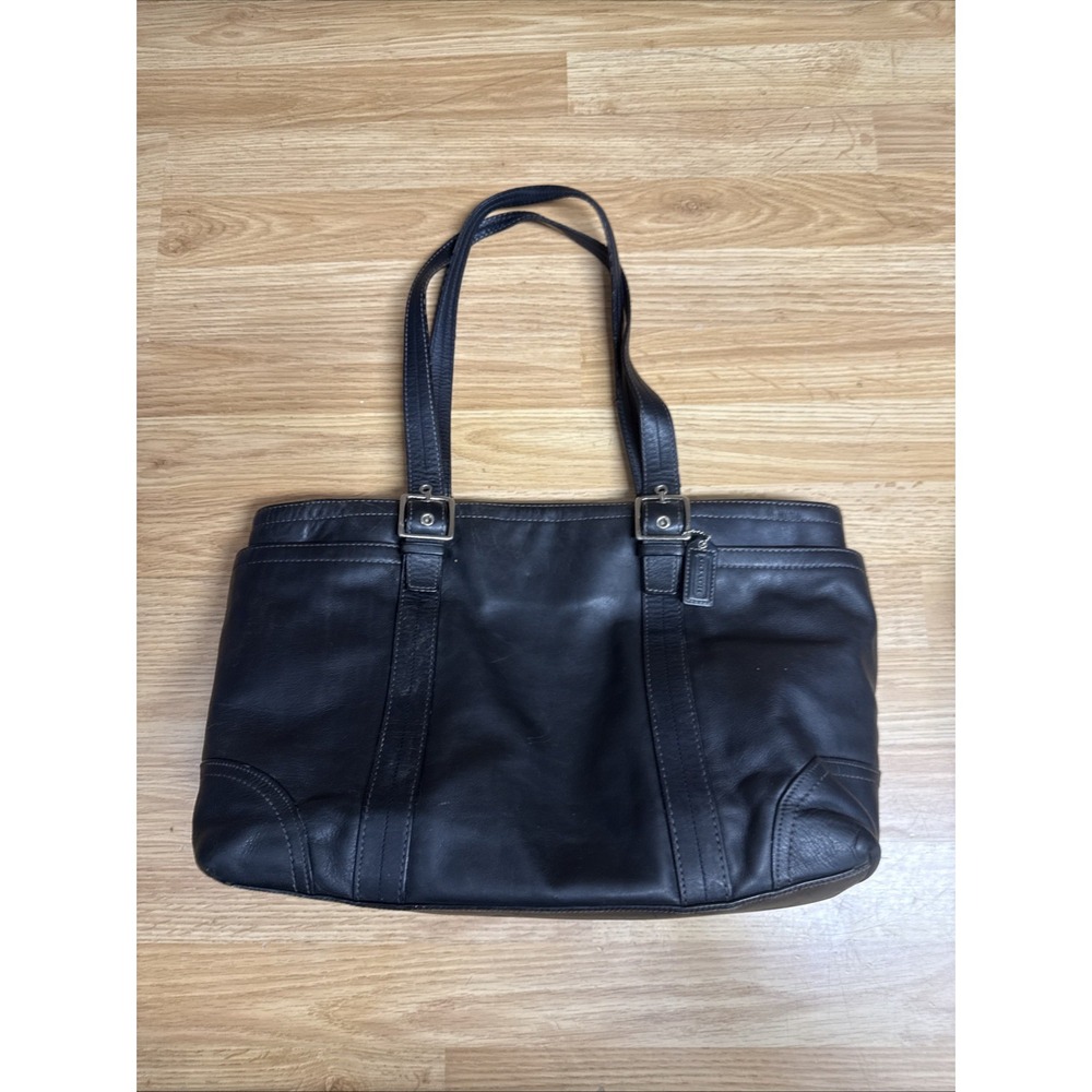 Vintage Coach XL Tote Black Leather 2 Handle A0851-F11203 With Hang Tag